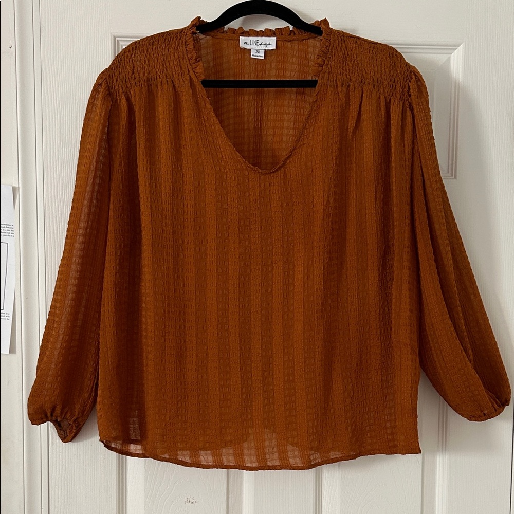 Line & Dot - Women's Elegant Brown Blouse